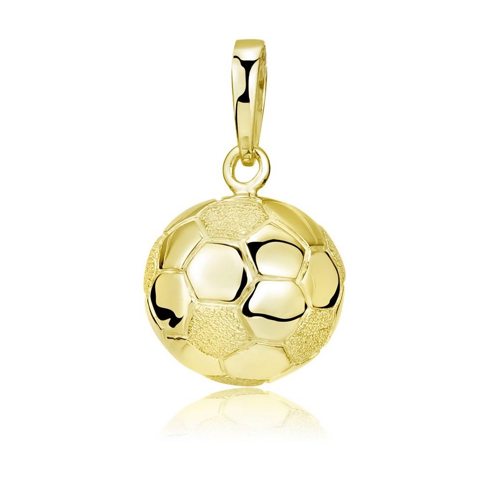 Materia Runder Anhänger Fußball 3D Ball Sport Gelbgold KA-461, Sterlingsilber, vergoldet von Materia