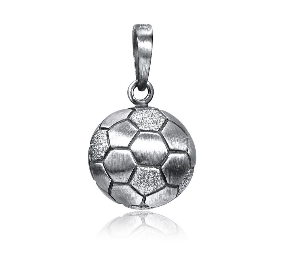 Materia Runder Anhänger Fußball 3D Ball Sport antik geschwärzt KA-461, 925 Sterling Silber, oxidiert von Materia