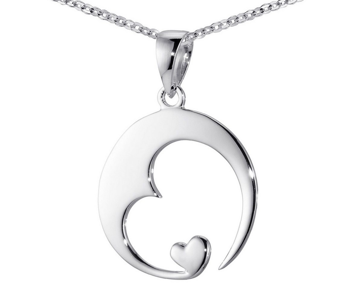 Materia Runder Anhänger Herz Anhänger Silber Liebe Ø19mm KA-16, 925 Sterling Silber, rhodiniert von Materia