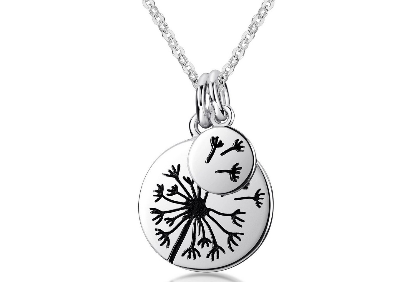 Materia Runder Anhänger Silber Pusteblume 2-teilig rund KA-287, 925 Sterling Silber von Materia