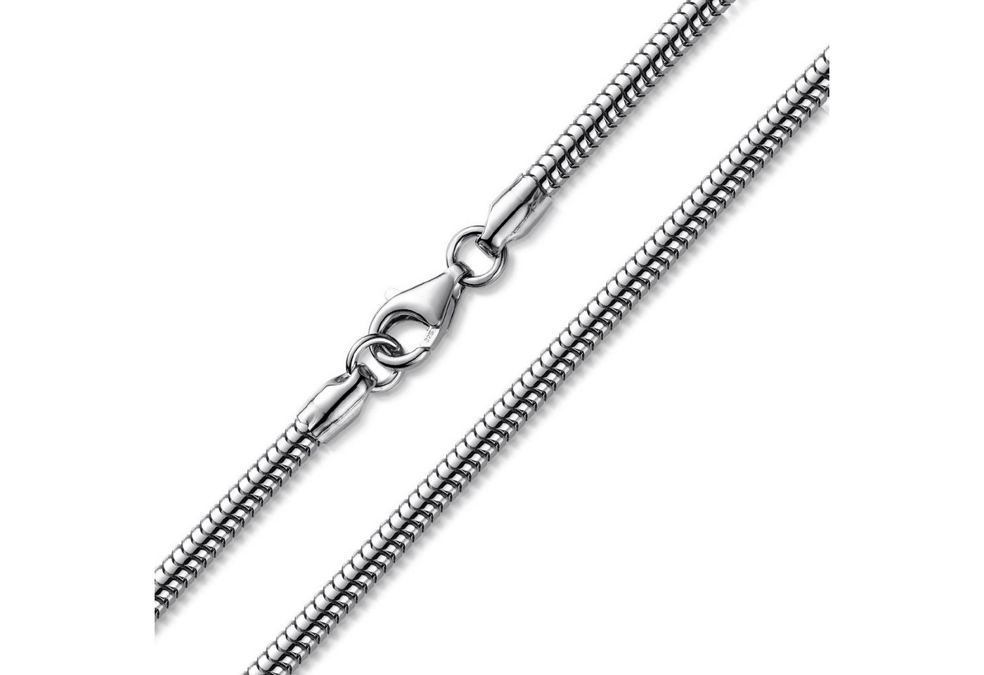 Materia Schlangenkette Damen Herren Halskette 3mm K28, aus 925 Sterling Silber, rhodiniert von Materia