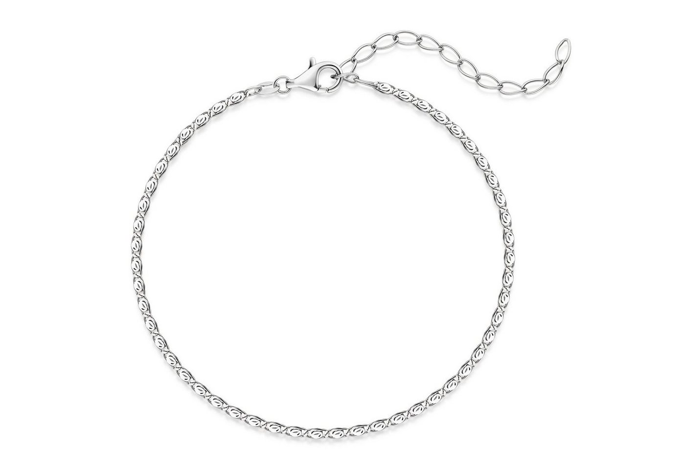 Materia Silberarmband Damen Herren S-Panzerkette filigran 18-23cm SA-25, 925 Sterling Silber, rhodiniert von Materia