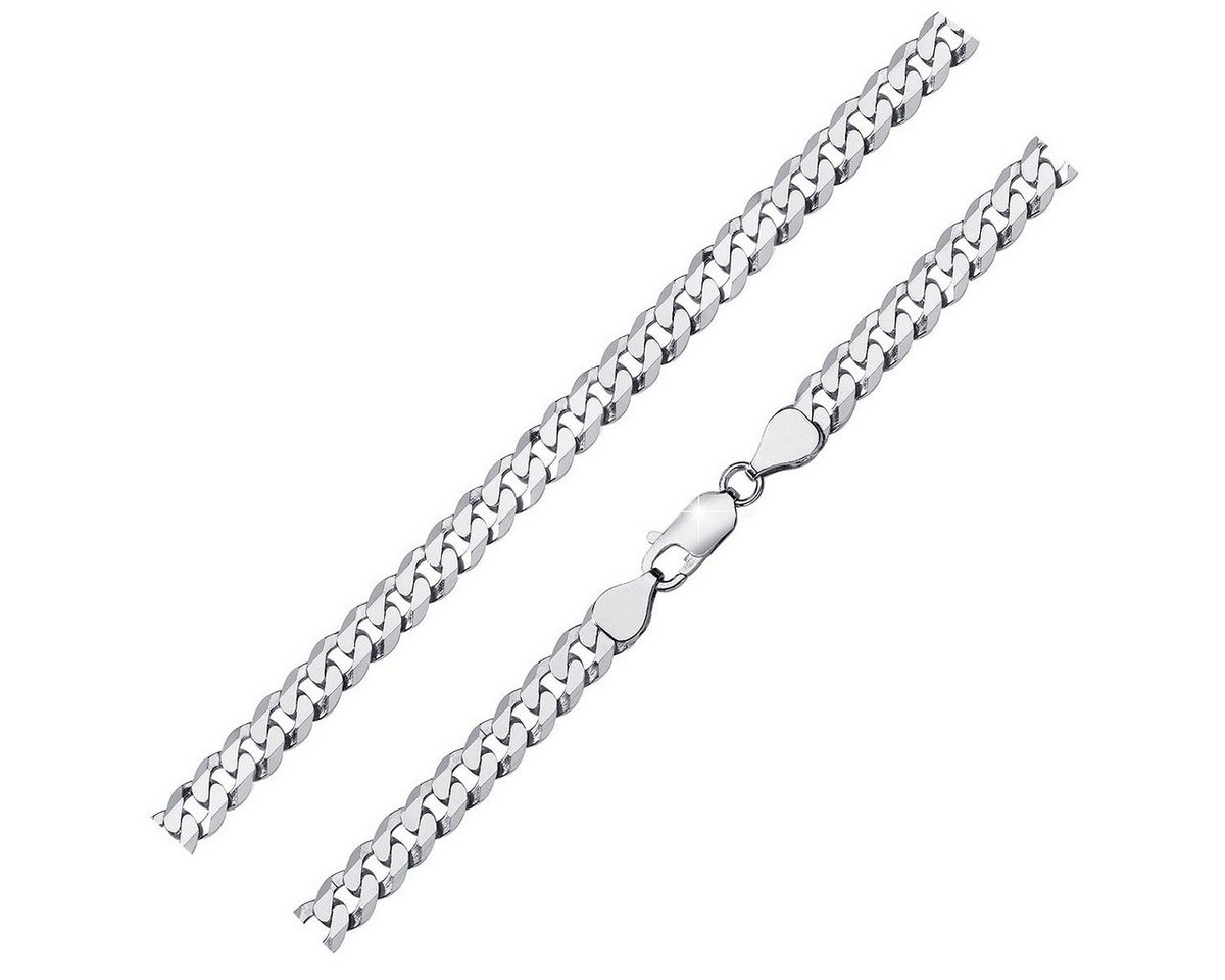 Materia Silberarmband Herren Panzerarmband 6mm diamantiert 18-24cm SA-63, 925 Sterling Silber, rhodiniert von Materia