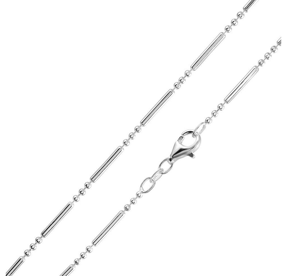 Materia Silberkette Damen Silber Kugelkette 2mm 40-70cm K38, 925 Sterling Silber, rhodiniert von Materia