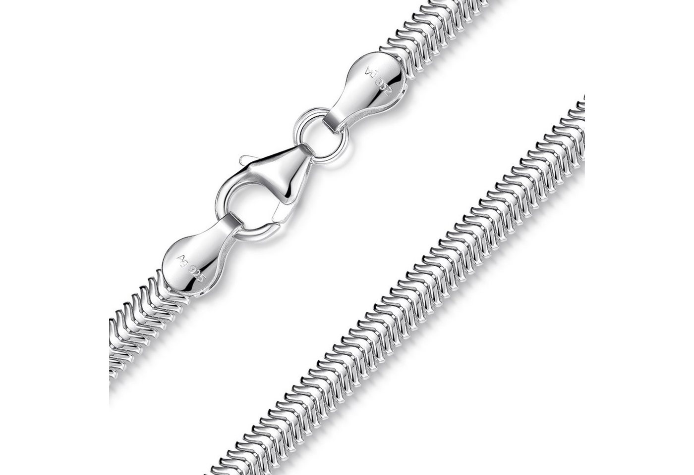 Materia Silberkette Damen Silber Schlangenkette flach 4,2mm K135, 925 Sterling Silber von Materia