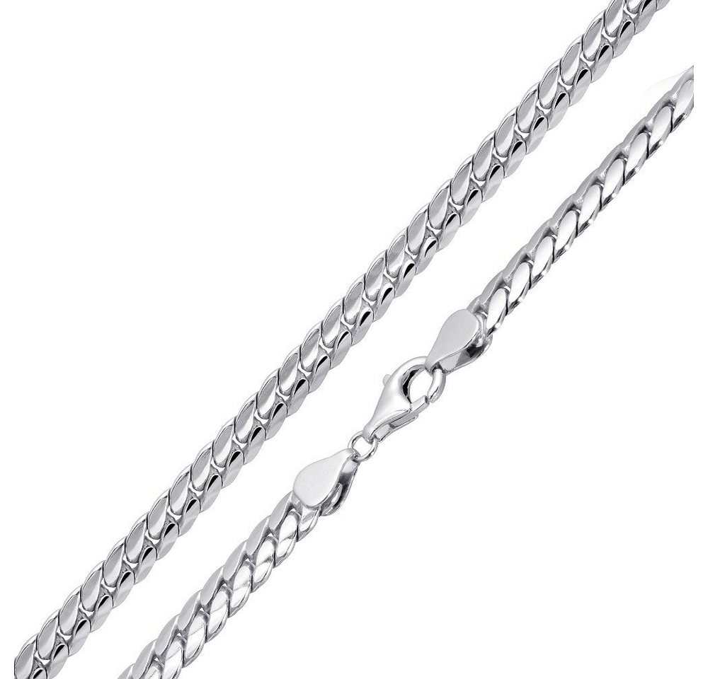 Materia Silberkette Herren Silber Panzerkette massiv breit 6mm K48, 925 Sterling Silber, rhodiniert von Materia