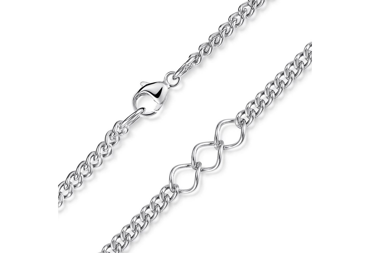 Materia Silberkette Unisex Halskette Silber Figaro-Design 4,5mm K37, 925 Sterling Silber, rhodiniert von Materia