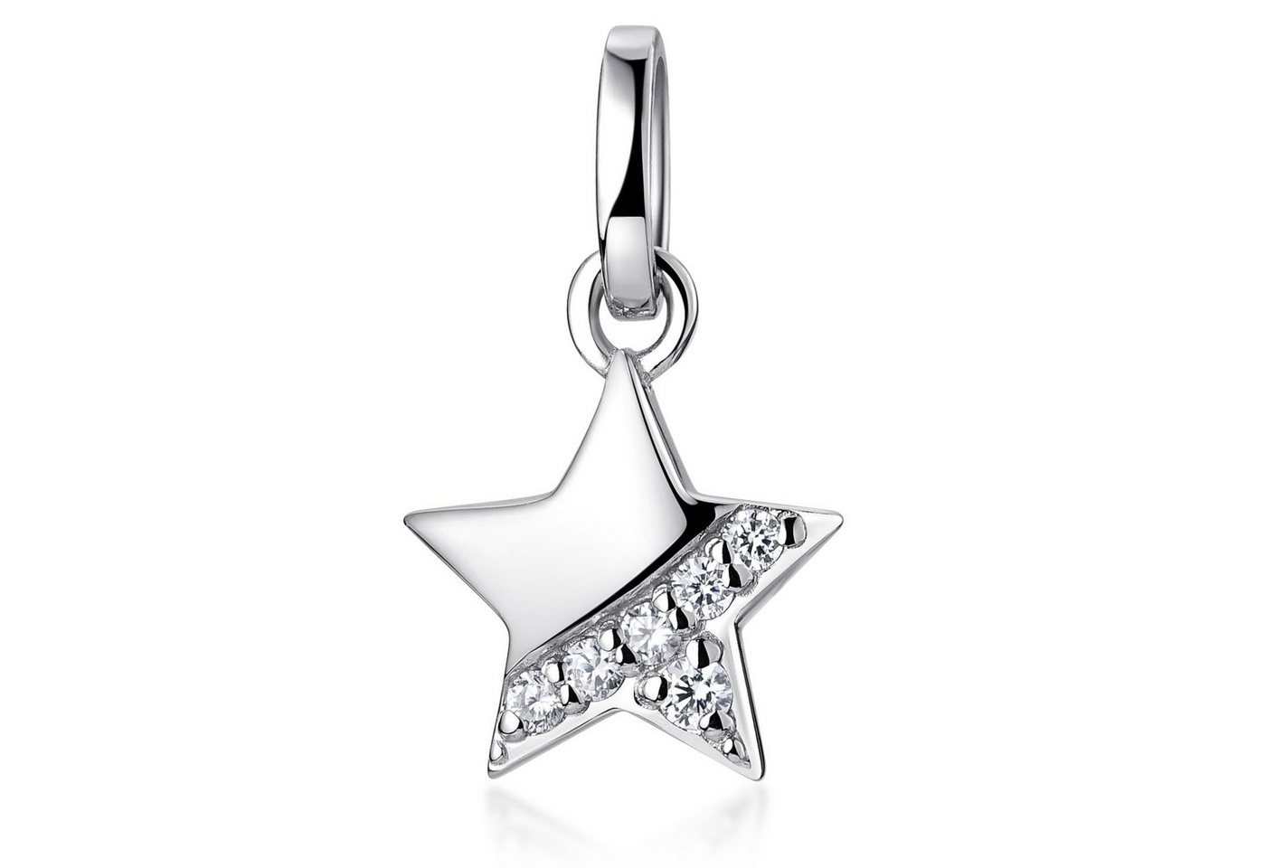 Materia Sternanhänger Kinder Kettenanhänger Stern klein mit Zirkonia KA-271, 925 Sterling Silber, rhodiniert von Materia