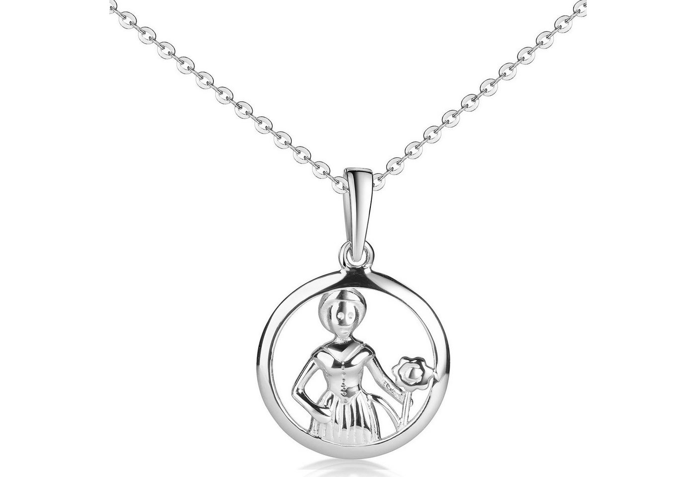 Materia Sternzeichenanhänger Sternzeichen Jungfrau / Virgo rund Ø15mm KA-496, 925 Sterling Silber, rhodiniert von Materia