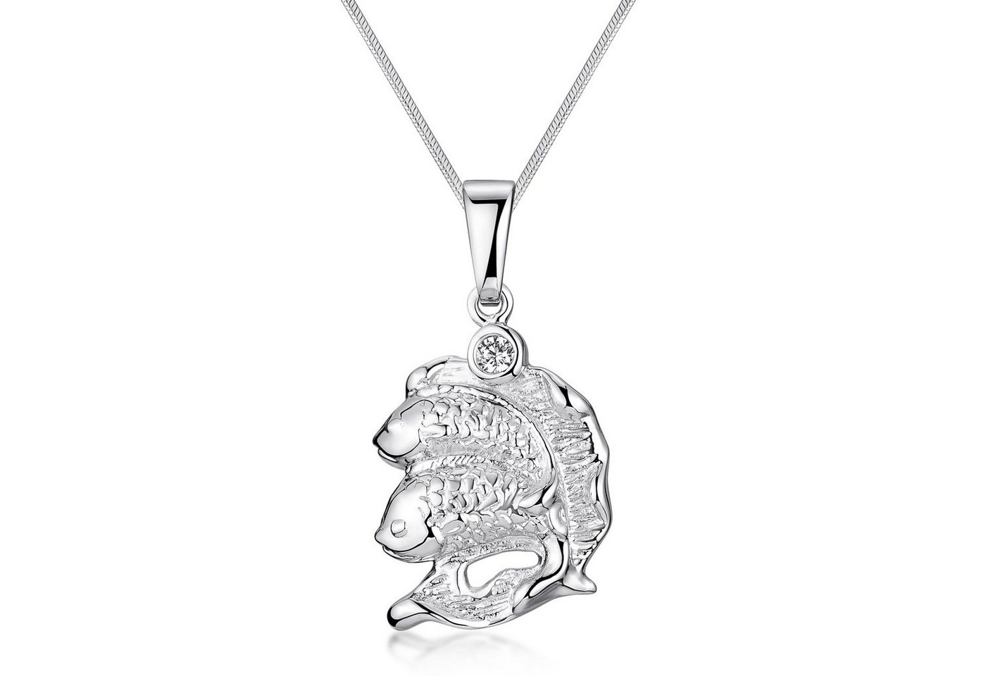 Materia Sternzeichenanhänger Sternzeichen Fische / Pisces Zirkonia KA-463, 925 Sterling Silber, rhodiniert von Materia