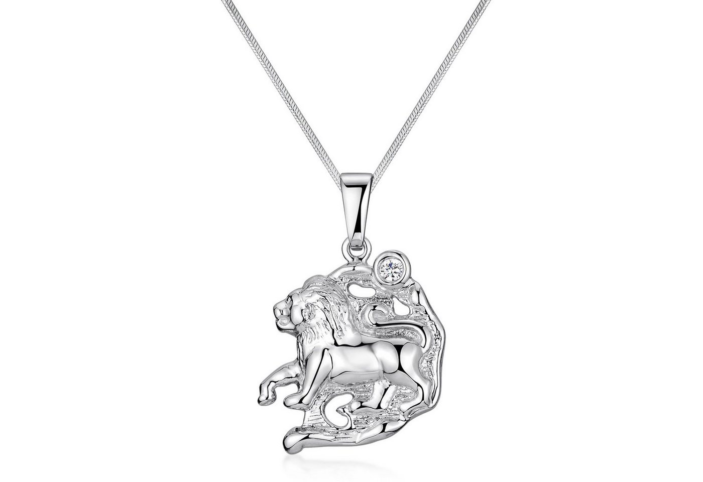 Materia Sternzeichenanhänger Sternzeichen Löwe / Leo Zirkonia KA-468, 925 Sterling Silber, rhodiniert von Materia