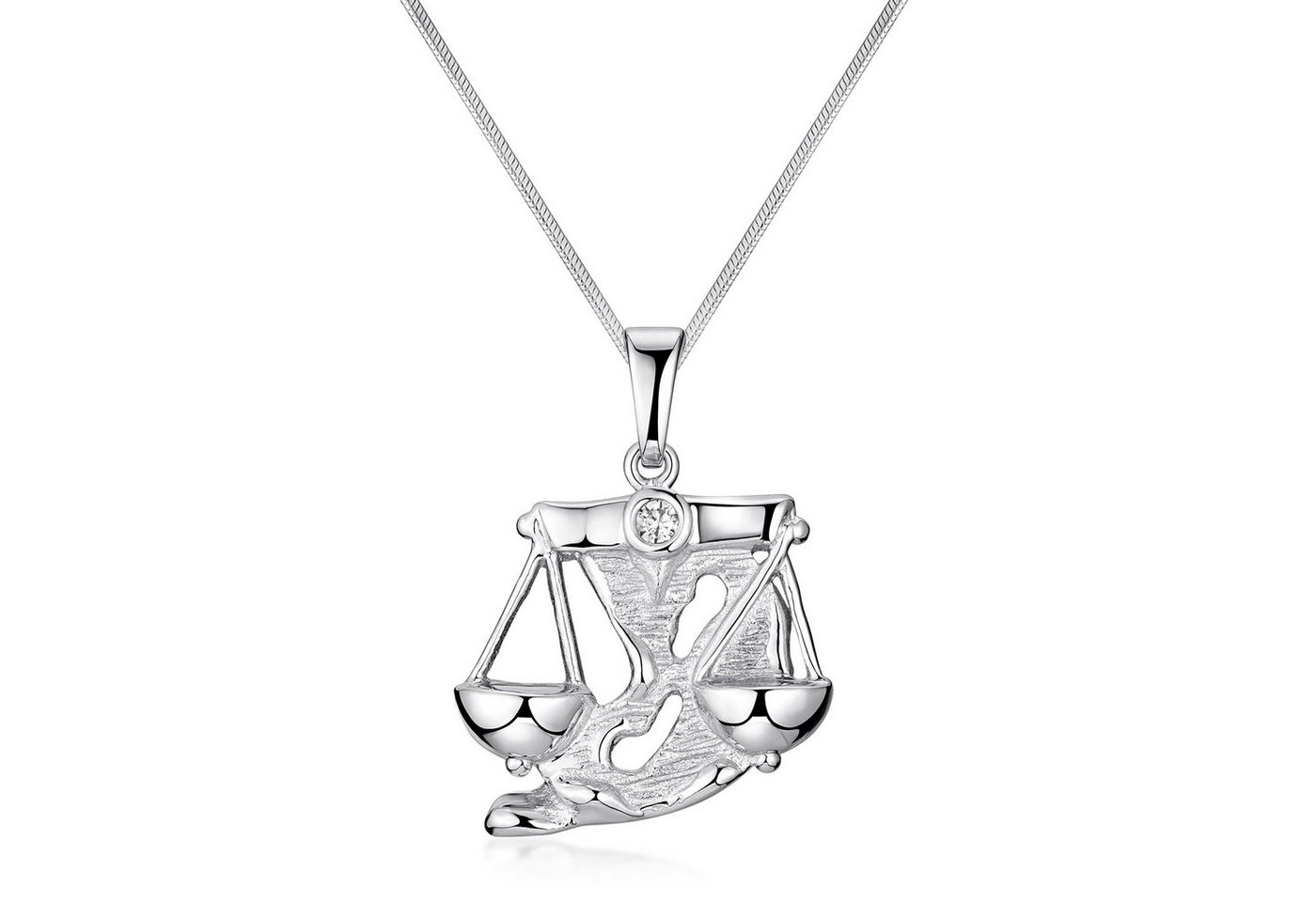 Materia Sternzeichenanhänger Sternzeichen Waage / Libra Zirkonia KA-466, 925 Sterling Silber, rhodiniert von Materia