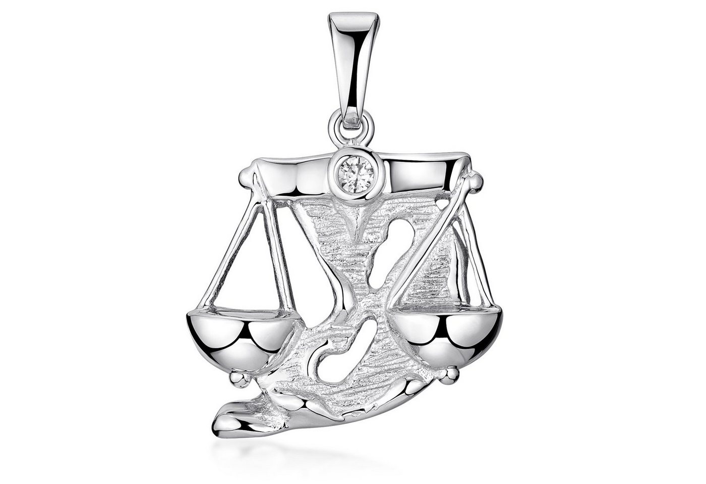 Materia Sternzeichenanhänger Sternzeichen Waage / Libra Zirkonia KA-466, 925 Sterling Silber, rhodiniert von Materia