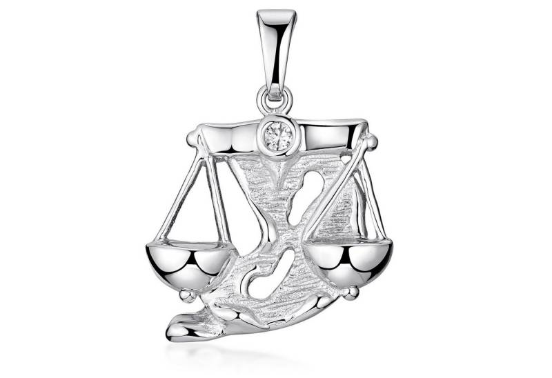 Materia Sternzeichenanhänger Sternzeichen Waage / Libra Zirkonia KA-466, 925 Sterling Silber, rhodiniert von Materia