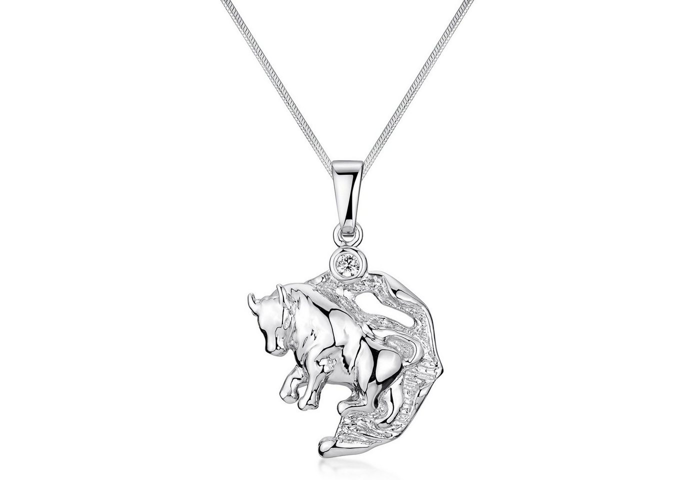 Materia Sternzeichenanhänger Sternzeichen Stier / Taurus Zirkonia KA-471, 925 Sterling Silber, rhodiniert von Materia