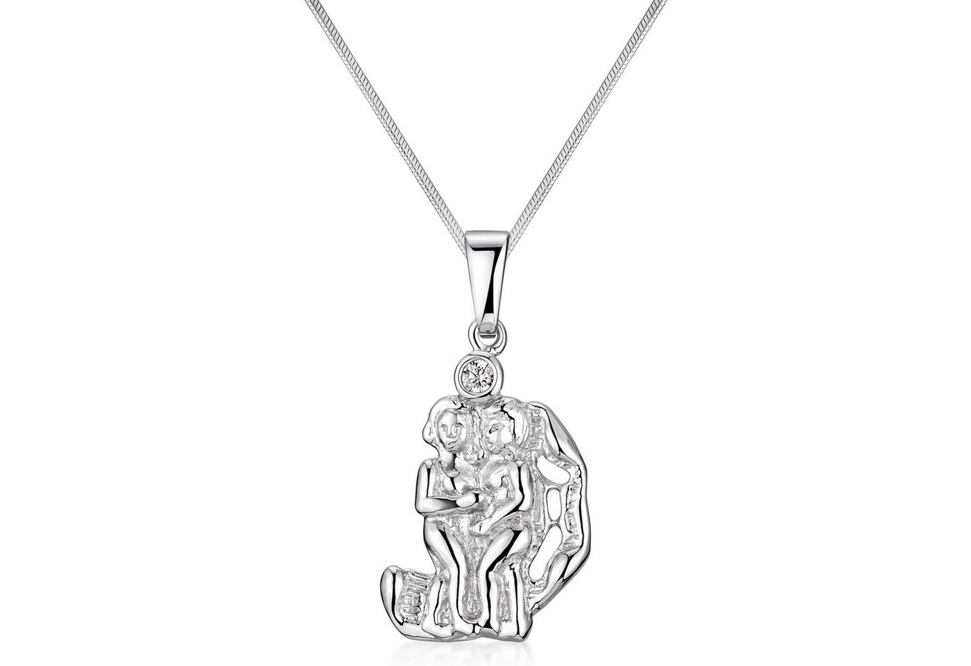 Materia Sternzeichenanhänger Sternzeichen Zwillinge / Gemini Zirkonia KA-470, 925 Sterling Silber, rhodiniert von Materia