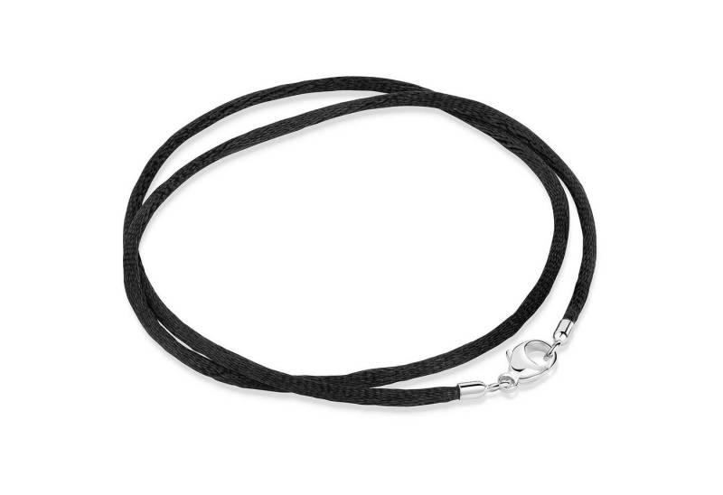Materia Textilband Damen Schwarz Samt Textilkette 2mm 42-90cm K26, Verschluss aus 925 Sterling Silber von Materia