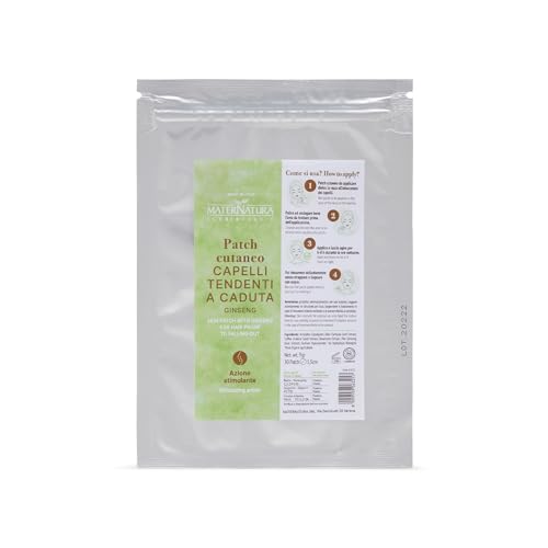 Maternatura, Hautpflaster mit Ginseng-Haarausfall, 12 Patch, stimulierende Nachtbehandlung, stärkt und nährt die Wurzel, hergestellt in Italien Maternatura, Hautpflaster mit Ginseng-Haarausfall, 12 Patch, stimulierende Nachtbehandlung, stärkt und nährt die Wurzel, hergestellt in Italien von Maternatura