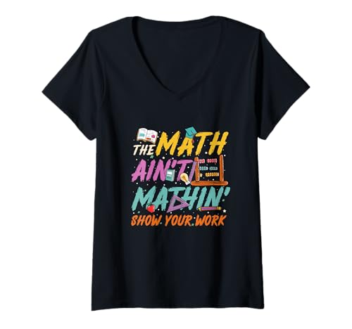 Damen Groovy Math Ain't Mathin Math Teachers Teacher Crew T-Shirt mit V-Ausschnitt Damen Groovy Math Ain't Mathin Math Teachers Teacher Crew T-Shirt mit V-Ausschnitt von Math Ain't Mathin Math Teachers Teacher Crew