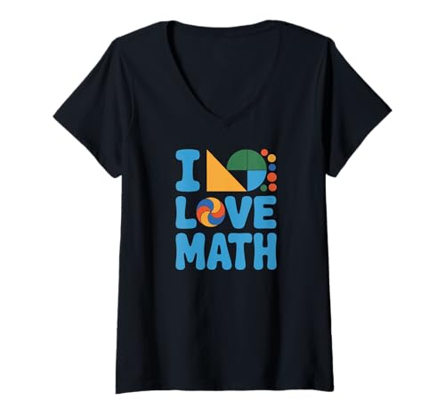 Damen I Love Math Geometrisches Muster Design T-Shirt mit V-Ausschnitt Damen I Love Math Geometrisches Muster Design T-Shirt mit V-Ausschnitt von Math Enthusiasts Geometry Algebra Fun