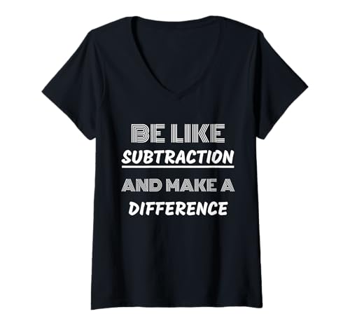 Damen Sei wie Subtraktion und mach einen Unterschied Mathe-Nerds T-Shirt mit V-Ausschnitt Damen Sei wie Subtraktion und mach einen Unterschied Mathe-Nerds T-Shirt mit V-Ausschnitt von Math Equation Humor for Students and Teachers