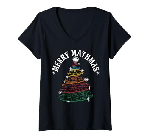 Damen Merry Mathmas Mathematik Gleichungen Lustiges Weihnachten T-Shirt mit V-Ausschnitt Damen Merry Mathmas Mathematik Gleichungen Lustiges Weihnachten T-Shirt mit V-Ausschnitt von Math Equations Mathematics XMAS Tree Holidays