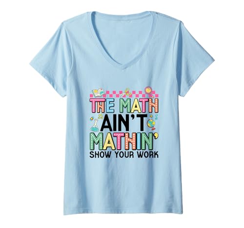 Damen Mathe Mathin: Kreative und unterhaltsame Bildung T-Shirt mit V-Ausschnitt Damen Mathe Mathin: Kreative und unterhaltsame Bildung T-Shirt mit V-Ausschnitt von Math Expression Creativity Learning Fun