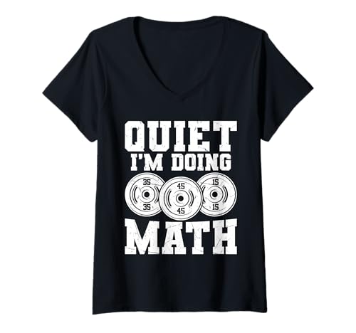 Damen Quiet I'm Doing Math Powerlifting Geek T-Shirt mit V-Ausschnitt Damen Quiet I'm Doing Math Powerlifting Geek T-Shirt mit V-Ausschnitt von Math Fitness Humor Weightlifting