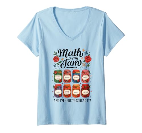 Damen Math is My Jam Funny Back to School Mathematiklehrer T-Shirt mit V-Ausschnitt Damen Math is My Jam Funny Back to School Mathematiklehrer T-Shirt mit V-Ausschnitt von Math Is My Jam And I'm Here To Spread It Apparel.