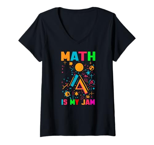 Damen MATH IS MY JAM T-Shirt mit V-Ausschnitt Damen MATH IS MY JAM T-Shirt mit V-Ausschnitt von Math Jam Teacher Educator Sharp Knowledge