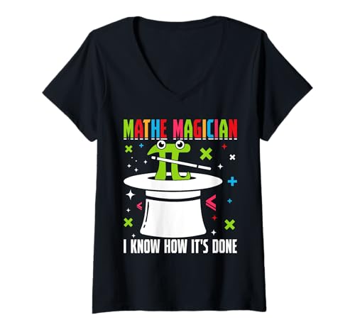 Damen Mathe-Magier Ich weiß, wie es gemacht wird T-Shirt mit V-Ausschnitt Damen Mathe-Magier Ich weiß, wie es gemacht wird T-Shirt mit V-Ausschnitt von Math Magician I Know How It's Done Hat Pi Gift