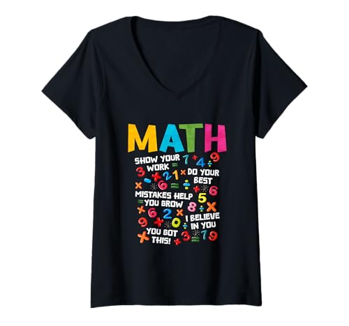 Damen Mathe Zeig Deine Arbeit Gib Dein Bestes T-Shirt mit V-Ausschnitt Damen Mathe Zeig Deine Arbeit Gib Dein Bestes T-Shirt mit V-Ausschnitt von Math Mathematics Science
