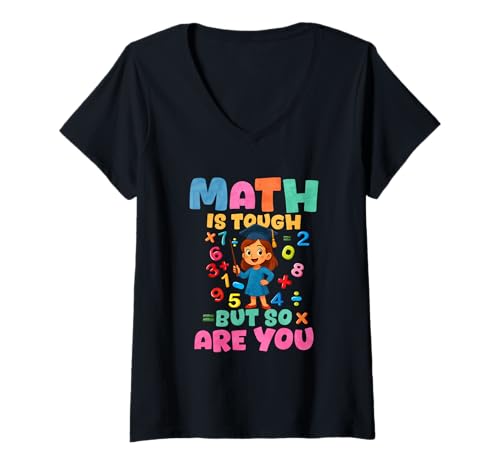 Damen Mathe ist hart und du auch T-Shirt mit V-Ausschnitt Damen Mathe ist hart und du auch T-Shirt mit V-Ausschnitt von Math Mathematics Science