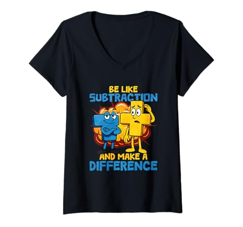 Damen Sei wie Subtraktion und Mache einen Unterschied T-Shirt mit V-Ausschnitt Damen Sei wie Subtraktion und Mache einen Unterschied T-Shirt mit V-Ausschnitt von Math Mathematics Science