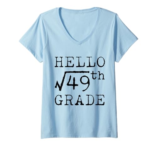 Damen Mathematiklehrer Hallo Quadratwurzel der 49. 7. Klasse, lustig T-Shirt mit V-Ausschnitt Damen Mathematiklehrer Hallo Quadratwurzel der 49. 7. Klasse, lustig T-Shirt mit V-Ausschnitt von Math Teacher - Apparel & Gifts