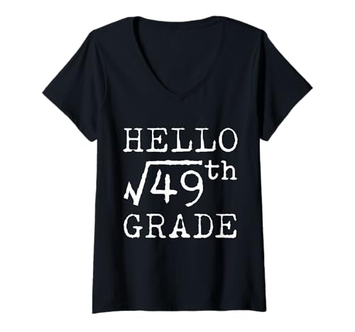 Damen Mathematiklehrer Hallo Quadratwurzel der 49. 7. Klasse, lustig T-Shirt mit V-Ausschnitt Damen Mathematiklehrer Hallo Quadratwurzel der 49. 7. Klasse, lustig T-Shirt mit V-Ausschnitt von Math Teacher - Apparel & Gifts