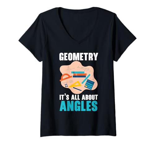 Damen Geometrie Lehrer Mathematiker Fach Mathematik Mathematik T-Shirt mit V-Ausschnitt Damen Geometrie Lehrer Mathematiker Fach Mathematik Mathematik T-Shirt mit V-Ausschnitt von Math Teacher Mathematics Mathematician Geometry