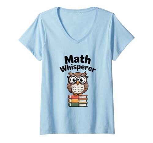 Damen Mathematikflüsterer Eule Design für Mathematikliebhaber und Lehrer T-Shirt mit V-Ausschnitt Damen Mathematikflüsterer Eule Design für Mathematikliebhaber und Lehrer T-Shirt mit V-Ausschnitt von Math Whisperer Owl Design for Math Lovers