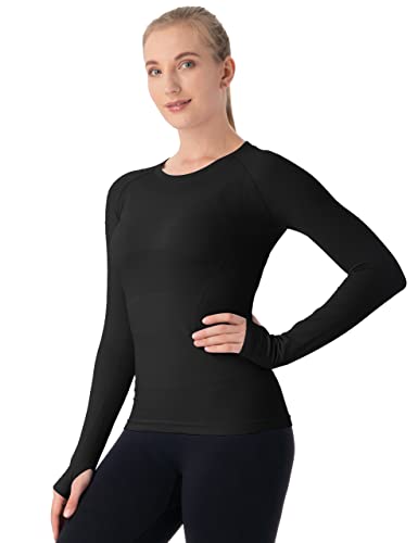 MathCat Langärmeliges Damen-Oberteil für Laufen, Yoga, mit Daumenlöchern, Workout, Fitnessstudio, Shirts für Damen, Nahtlose Basisschicht, Thermo-Tops für Sport, Fitness, Y Black, M von MathCat