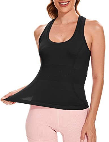 MathCat Workout Tank Tops für Damen Ärmelloses Fitnessstudio Tops Nahtlos Racerback Athletic Yoga Shirts, Schwarz, Klein von MathCat