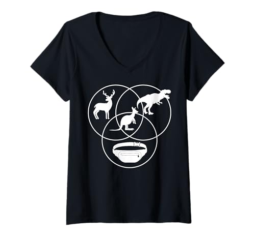 Damen Funny Nerdy Kangaroo T-Rex Deer Venn Diagramm Math Teacher W T-Shirt mit V-Ausschnitt Damen Funny Nerdy Kangaroo T-Rex Deer Venn Diagramm Math Teacher W T-Shirt mit V-Ausschnitt von MathWare