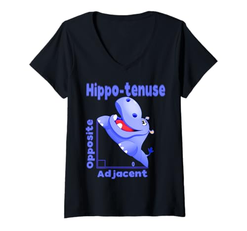 Damen Lustiger Nerdy Blue Hippotenuse Nilpferd Mathematiklehrer T-Shirt mit V-Ausschnitt Damen Lustiger Nerdy Blue Hippotenuse Nilpferd Mathematiklehrer T-Shirt mit V-Ausschnitt von MathWare