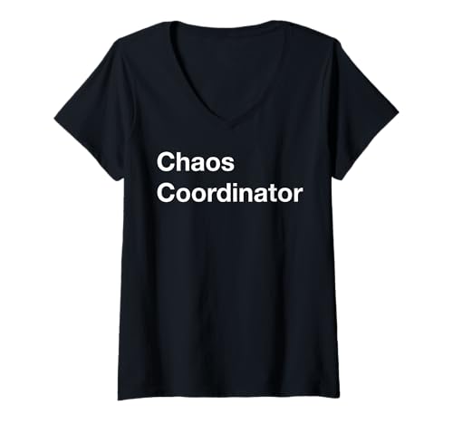Damen Lustiger Nerdy Chaos Koordinator weiß T-Shirt mit V-Ausschnitt Damen Lustiger Nerdy Chaos Koordinator weiß T-Shirt mit V-Ausschnitt von MathWare