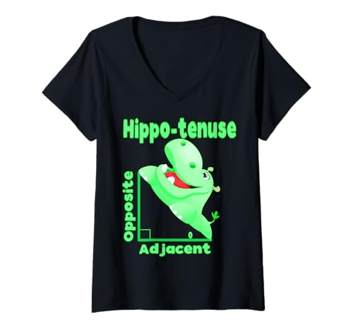 Damen Lustiger Nerdy Green Hippotenuse Nilpferd Mathematiklehrer T-Shirt mit V-Ausschnitt Damen Lustiger Nerdy Green Hippotenuse Nilpferd Mathematiklehrer T-Shirt mit V-Ausschnitt von MathWare
