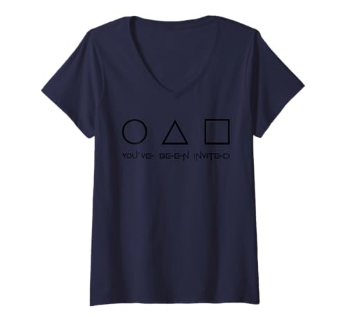 Damen Lustiger Nerdy Kreis Dreieck Quadrat You 've Been Invited Schwarz T-Shirt mit V-Ausschnitt Damen Lustiger Nerdy Kreis Dreieck Quadrat You 've Been Invited Schwarz T-Shirt mit V-Ausschnitt von MathWare