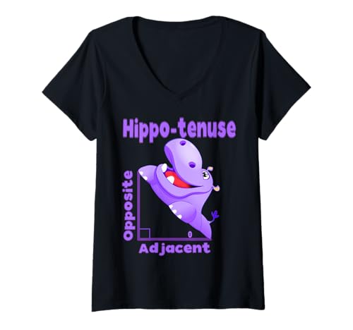 Damen Lustiger Nerdy lila Hippotenuse Nilpferd Mathematiklehrer T-Shirt mit V-Ausschnitt Damen Lustiger Nerdy lila Hippotenuse Nilpferd Mathematiklehrer T-Shirt mit V-Ausschnitt von MathWare