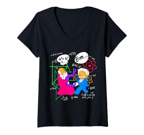 Damen Lustiger nerdiger Pythagoras, der sich um den Mathematiklehrer mit C Squared streitet T-Shirt mit V-Ausschnitt Damen Lustiger nerdiger Pythagoras, der sich um den Mathematiklehrer mit C Squared streitet T-Shirt mit V-Ausschnitt von MathWare