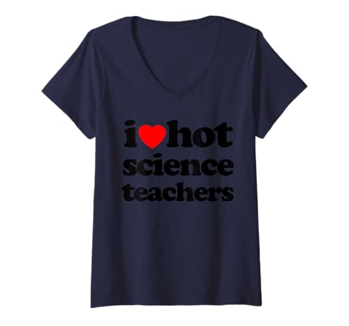 Damen Lustiges „I Heart Hot Science Teachers“ -Design, Retro-Design, Schwarz T-Shirt mit V-Ausschnitt Damen Lustiges „I Heart Hot Science Teachers“ -Design, Retro-Design, Schwarz T-Shirt mit V-Ausschnitt von MathWare