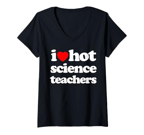 Damen Lustiges „I Heart Hot Science Teachers“ -Design, Retro-Design, Weiß T-Shirt mit V-Ausschnitt Damen Lustiges „I Heart Hot Science Teachers“ -Design, Retro-Design, Weiß T-Shirt mit V-Ausschnitt von MathWare