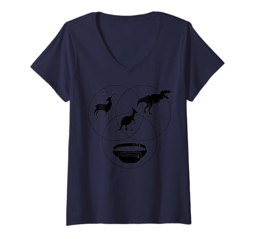 Damen Lustiges Nerdy Känguru T-Rex Hirsch Venn-Diagramm Mathematiklehrer B T-Shirt mit V-Ausschnitt Damen Lustiges Nerdy Känguru T-Rex Hirsch Venn-Diagramm Mathematiklehrer B T-Shirt mit V-Ausschnitt von MathWare